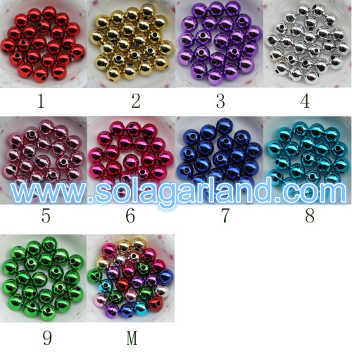 8-20MM acrylique rondes perles finies métalliques brillantes espaceur grosses perles de gomme à bulles