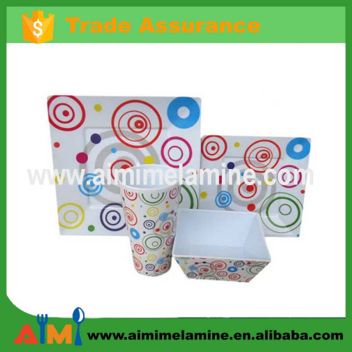 16pcs Square Melamine dinner set for 4 people