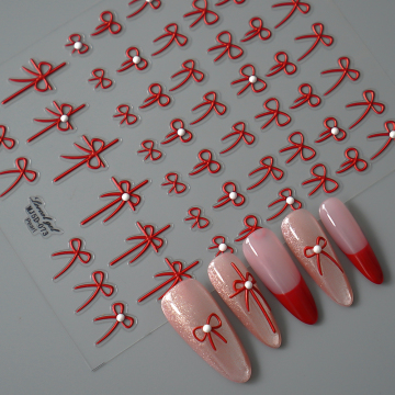 Luxurious Pearl Bow Nail Art Stickers 2024