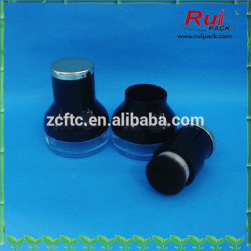 Cosmetic black blusher jar with brush,empty blusher jar with brush