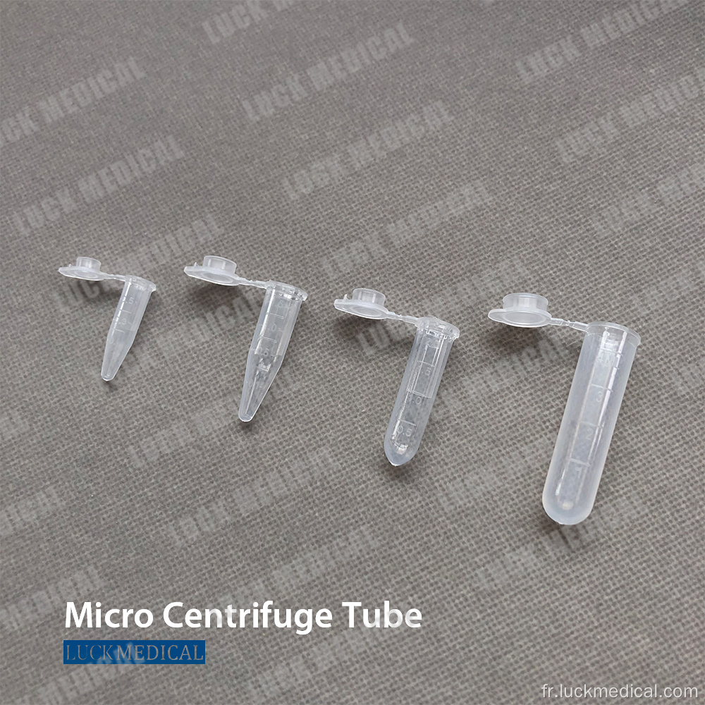 Tube de microcentrifugeur stérile en plastique 0,5 ml / 1,5 ml / 2 ml / 5 ml