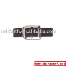 Genuine Leather Luggage Strap with Brassed-Plated Steel Buckle