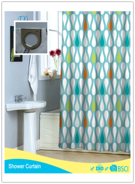 raindrop light blue Fashion Shower Curtain 100%Poly Waterproof Shower Curtain