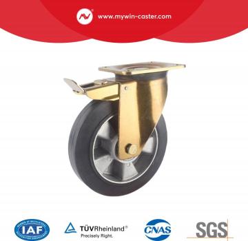Europe Type Heavy Duty Casters Rubber Wheel Aluminium Rim Material Swivel Castors With Brake