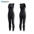 Surf de mujeres sin mangas de la piel de marea Long John Wetsuit