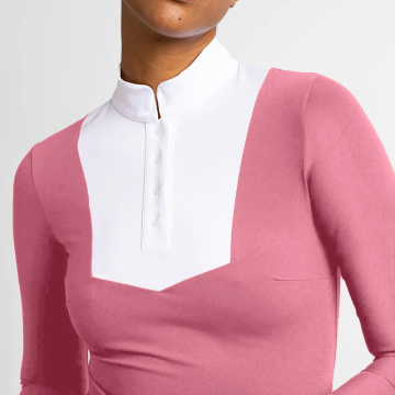 Pink Long Sleeve Horse Riding Womens Clothing Base Layer Top