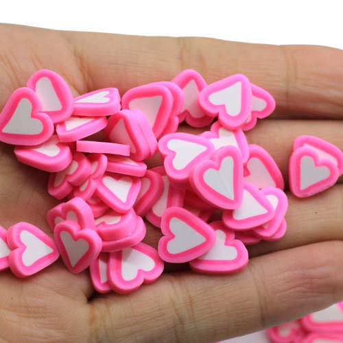 Más caliente 500g Rosa blanco corazón amor arcilla polimérica rebanada de uñas Diy decoración artística accesorios de relleno de limo tienda de adornos de joyería