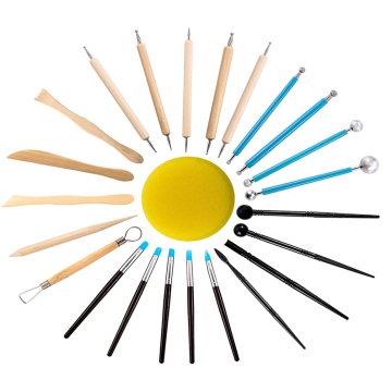 24 Pcs Art Supply Kit: Pottery Clay & Sculpting Tools for Adults, Kids & Beginners