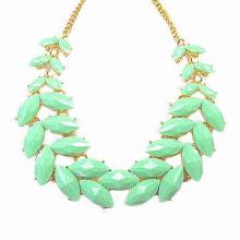 Spring and Summer Green Leaf Acrylic Chunky Necklace