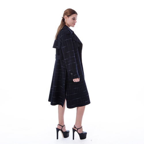 New blue checked cashmere overcoat