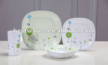 16pcs square melamine tableware sets