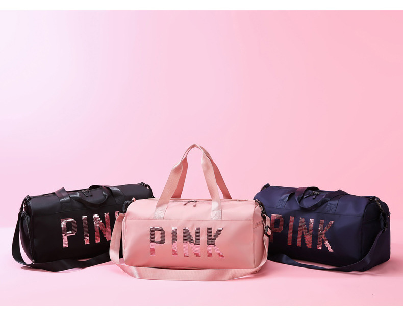 Pink Travel Women Gym Bag With Shoe Compartment