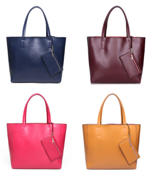 Womens Black Leather Tote Hand Bags with Wallet