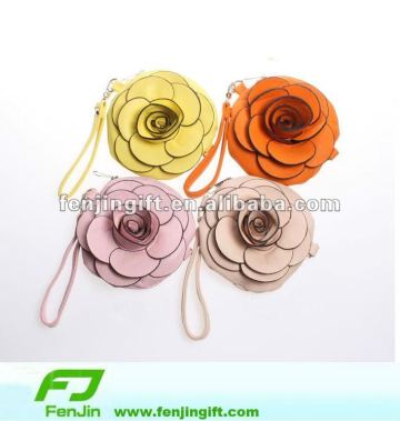 leather flower coin purse