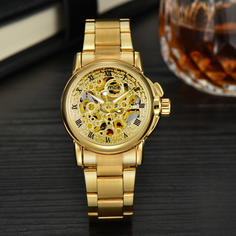 stainless steel bands gold plated girl stylish wrist watch