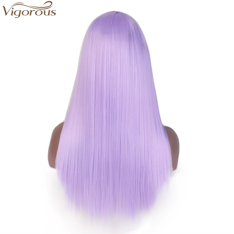 Vigorous Cosplay Party Wigs Long Straight Wigs Synthetic Purple Color Women's Wig Middle Part Hair Wholesale Price