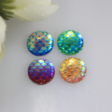 AB Colour Fish Scale Iridescent Cabochon Resin Fish Scale Round Cabochon Mermaid Fish Scale 11MM Spacer Γοργόνα Party