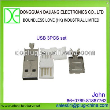 Whosale USB 2.0 connector USB A male three as a set