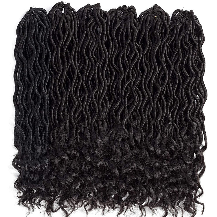 Goddess Locs Crochet Hair Extensions Solid And Ombre Color Curly Faux Locks Hair 18inch Synthetic Fiber Goddess Locs