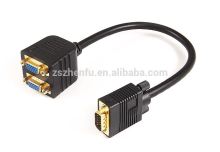 Gold plated VGA Male to Double Female cable copper conductor
