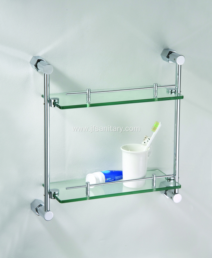 Chrome Bathroom Dual Tier Bathroom Glass Shelf