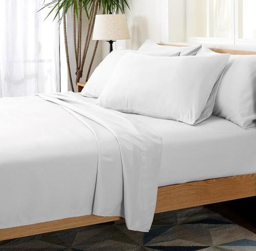 Poly/Cotton Plain Sateen White Flat Sheet