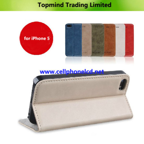 Genuine Leather Case Stand for Apple iPhone 5 Accessories