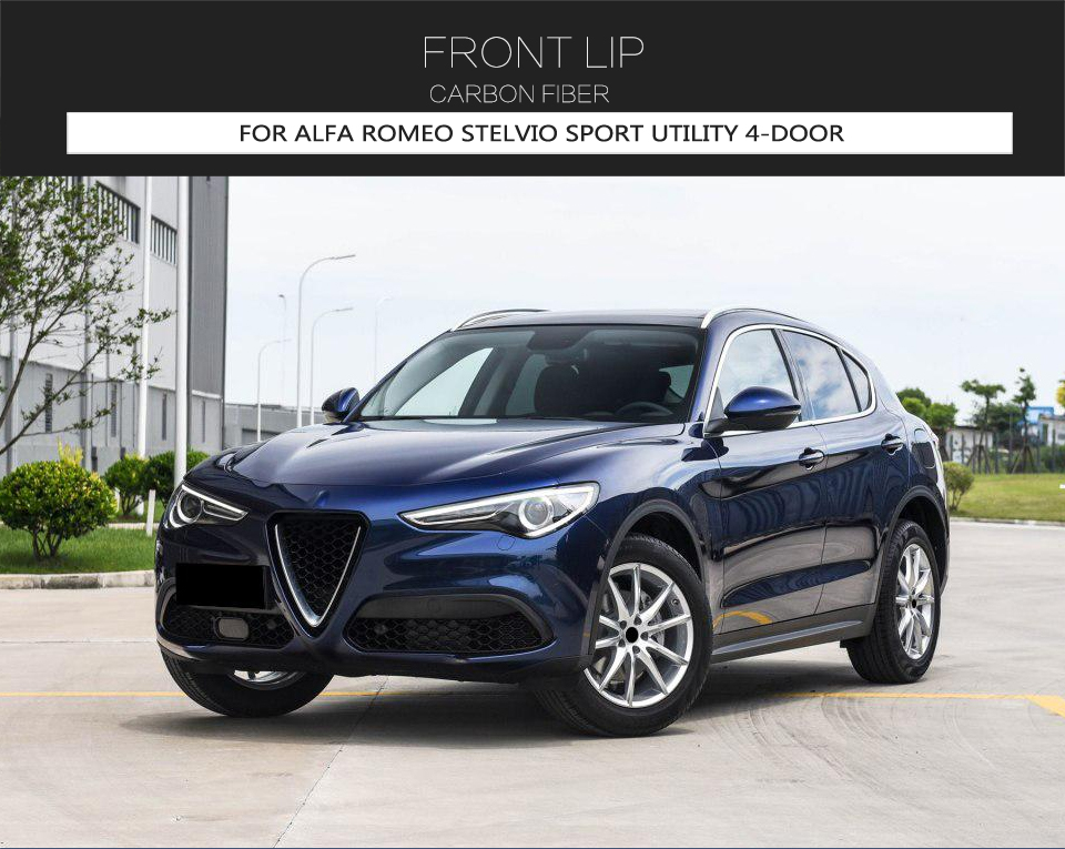 Carbon Fiber Front Bumper Lip for Alfa Romeo Stelvio Sport Utility 4-Door 2017-2018