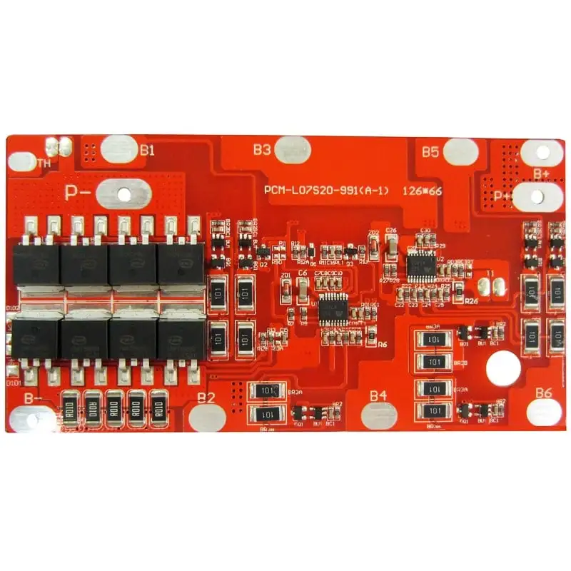 7s 20A PCM BMS for 24V 25.2V 25.9V Li-ion/Lithium/ Li-Polymer 21V 22.4V LiFePO4 Battery Pack Size L126*W65*T6mm (PCM-L07S20-991)