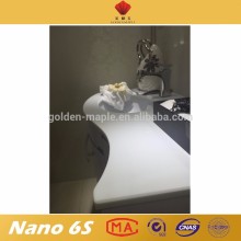 Pure white crystallized glass wash sink/vanity top