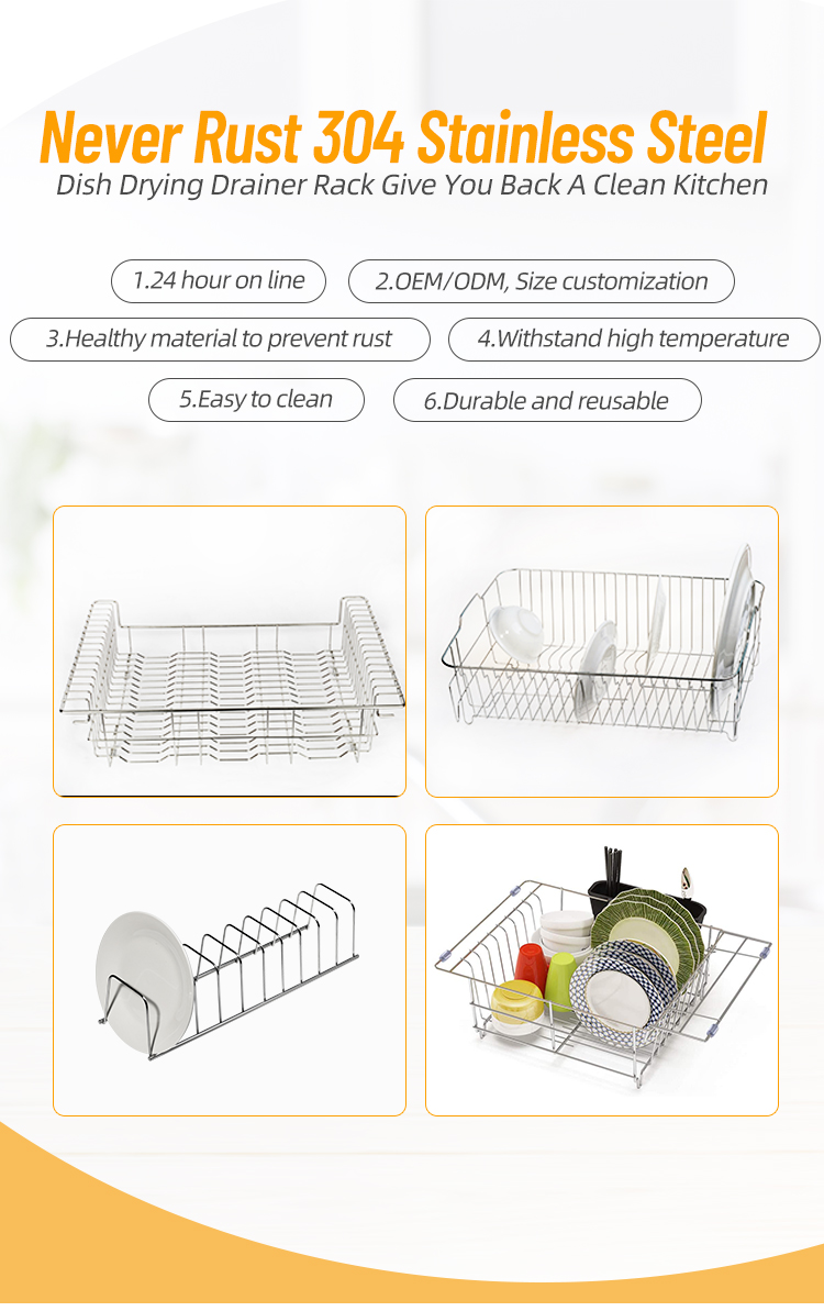 Kitchen Stainless Steel Metal Wire Dish Drying Rack