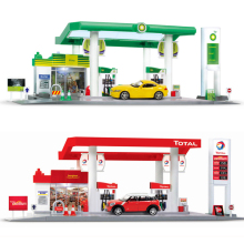 Scale UK BP Gas Station Model Set Fuel Tank Truck Mini Coopers Super Sport Metal Diecast Cars Pull Back Toys With LED HC0022