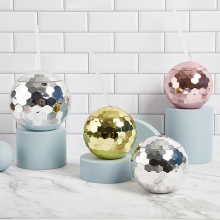 Rainbow Light Up Disco Ball Cup with Straw and Lid for Parties