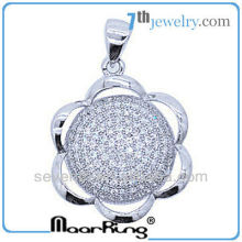 silver sunflower pendant solid silver pendants big silver pendant