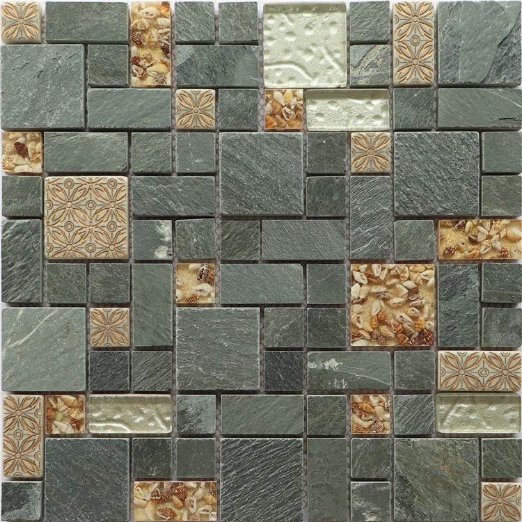 23X48 Resin Mixed Glass Stone Mosaic Supplies for Outdoor Decorative