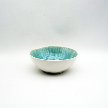 Irregular Shape Reactive Ceramic Dinnerware Set Glaze Ceramic Salad Bowl