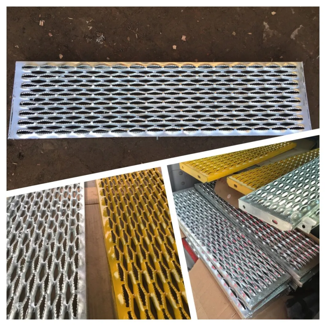 Galvanized Steel Safety Grating Crocodile Mouth Hole Grip Strut Step Grating