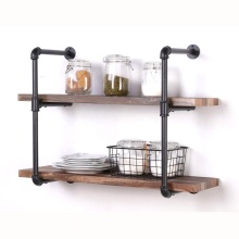 Vintage Industrial Retro Brown Pipe Wall Shelf