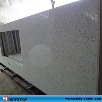 Cheap Artificial White Crystalized Glass Quartz Kitchen/Bathroom Countertop