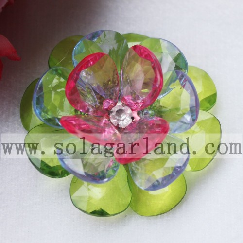 Handmade 54MM Acrylic Crystal Faceted Teardrop Beaded Flower
