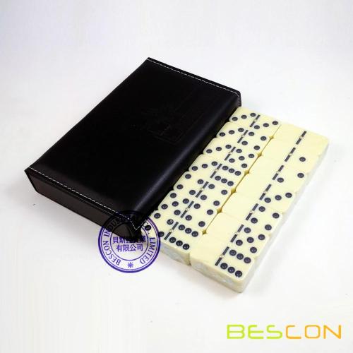 Leather Box Packing Double Six Domino Set