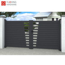 Simple Design Villa Fence and Gate: Black Color Garden Security System with Walkway Swing Pedestrian Gate