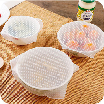 3pcs Kitchen Accessories Kitchen Gadget Silicone Fruit Wraps Seal Cover Stretch Cling Film Fruit Food Fresh Keep for Kitchen