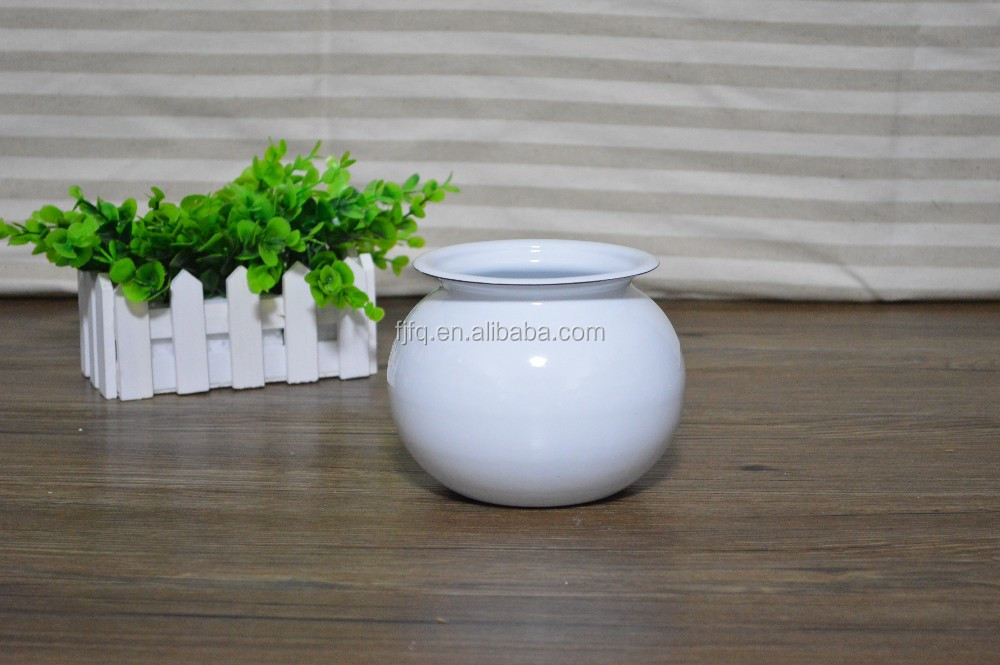 Round Enamel Belly Flower Pot Storage Pot