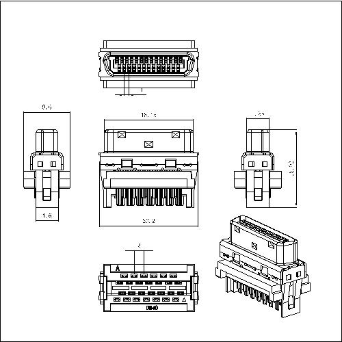 1.00mm Series 27P Cable Plug Connector Solder Molded Ribbon Type HPCNS-100M27X