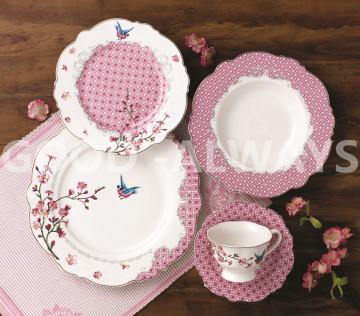 New bone china  Place Setting Set garden bird