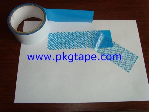 Void tape, tamper evident security tape, one time use