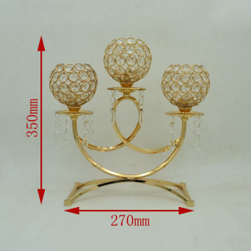 3 Arms Gold Wedding Candelabra Centerpiece