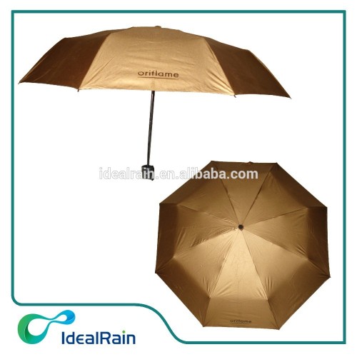 Mini ombrellone compatto tascabile compatto in poliestere rivestito in oro 3 pieghe