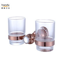 Настенный двойной стакан для ванной из розового золота